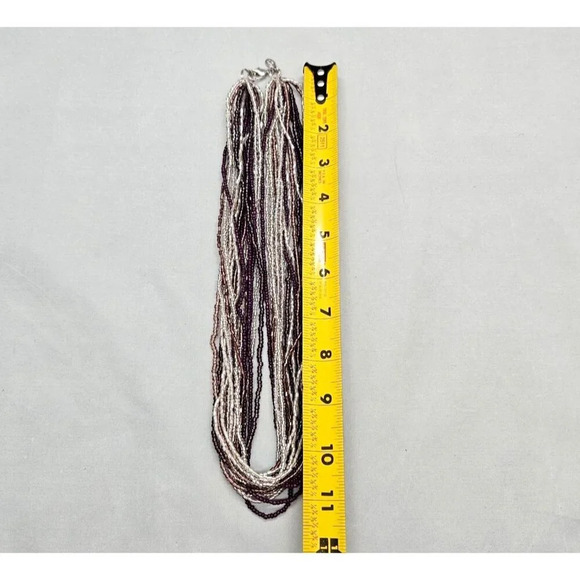 Cookie Lee Necklace Purple Silver Tone Beads Multi Strand 22 inch Jewelry - Picture 10 of 10